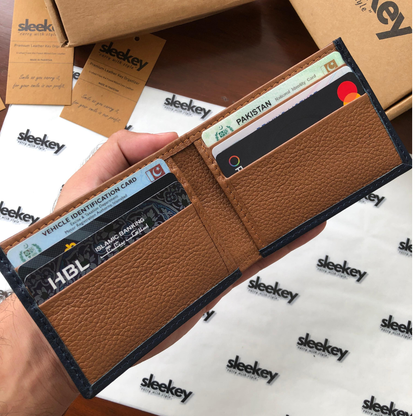 Sleekey FoldOne - Navy Blue & Sandstone Combo Pebbled Leather