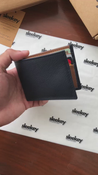 Sleekey FoldOne - Navy Blue & Sandstone Combo Pebbled Leather